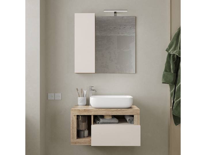Badset Hamburg 2-teilig hängend 78cm Beige/Kaschmir/Eiche Hell Dekor