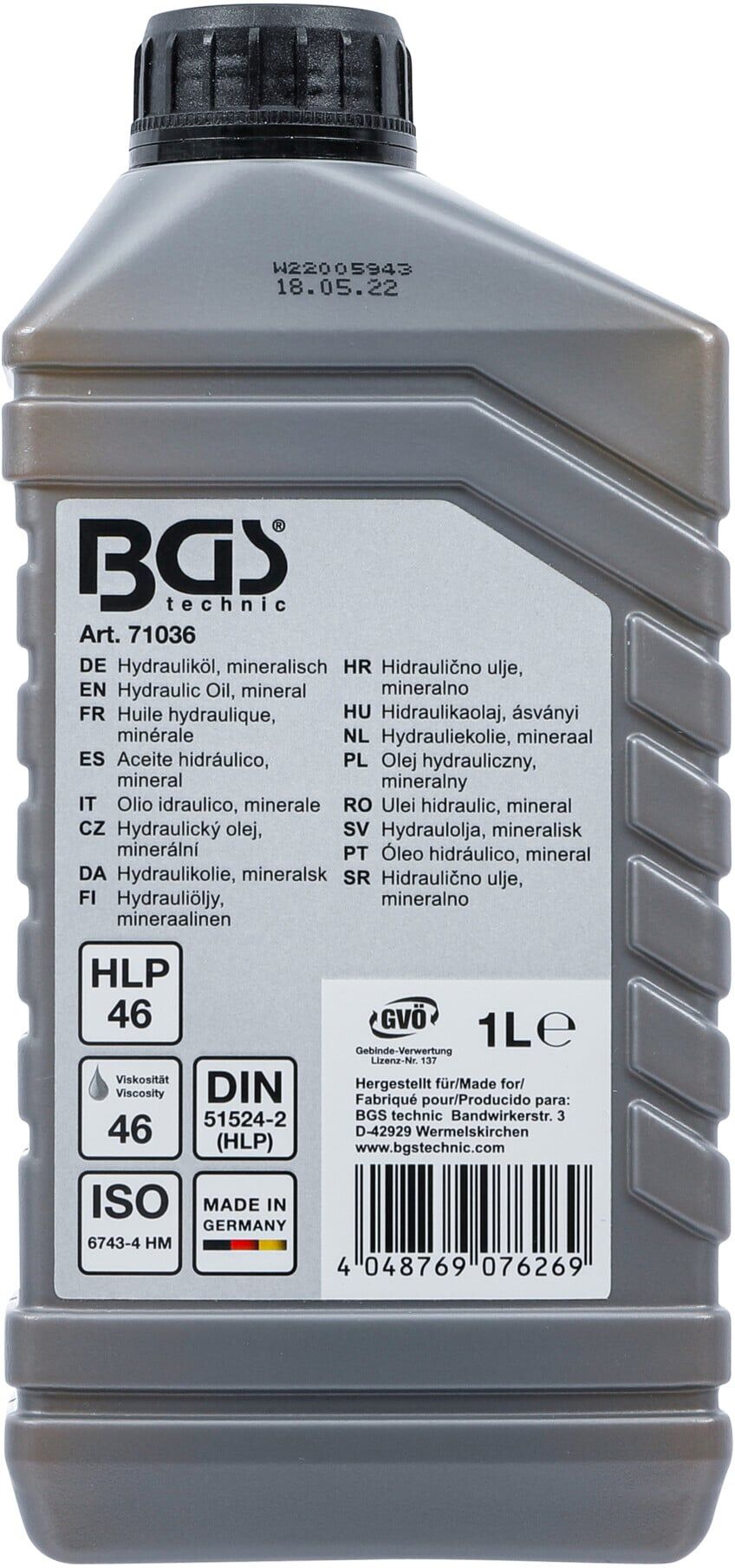 BGS Hydrauliköl, mineralisch, 1 l ; BGS technic (71036)