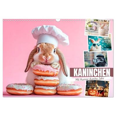 KANINCHEN Mit Humor durchs Jahr (Wandkalender 2027 DIN A3 quer), CALVENDO Monatskalender