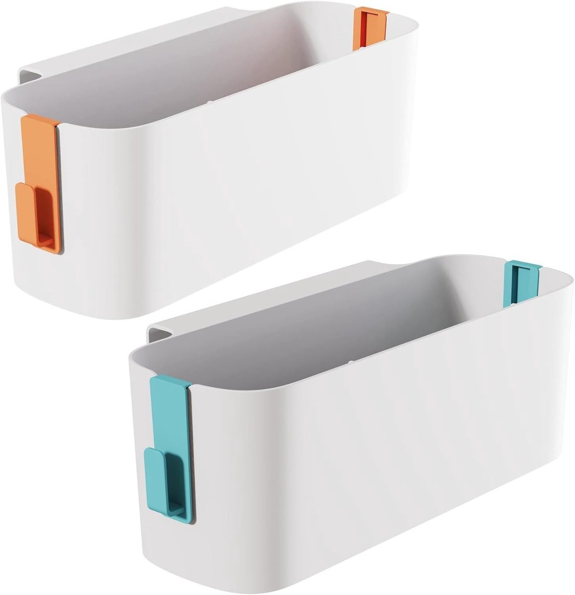 Hanging Bed Organiser Opbergmanden met 2 Verwijderbare Haken voor Bedzijde, Blauw + Oranje