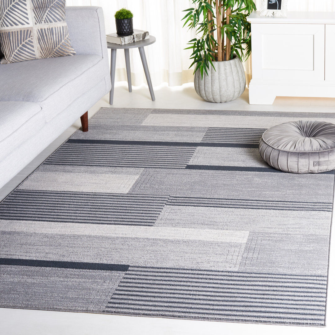 Blue Elephant Geometric Area Rug Grey/Black Rectangle 183 x 274cm