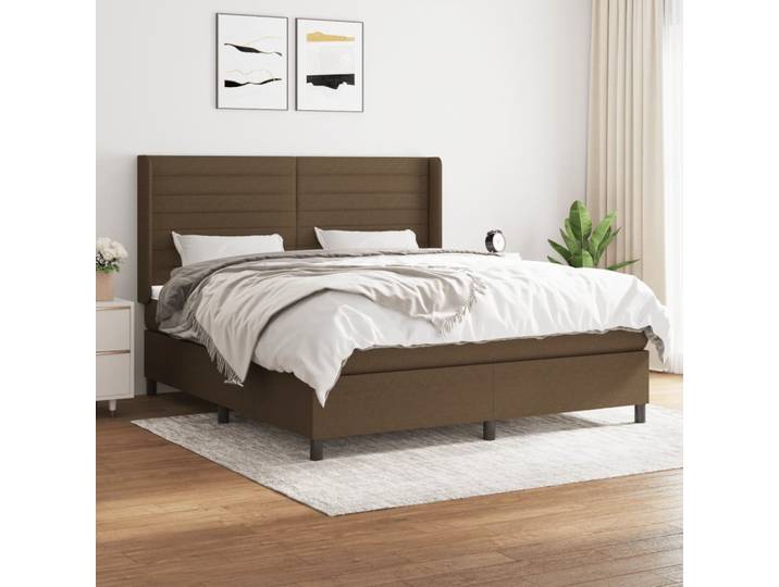 vidaXL Boxspringbett mit Matratze Dunkelbraun 180x200 cm Stoff