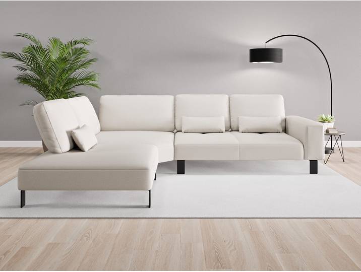 Ecksofa Tokio Nr. 3 links - Grau (Graubeige) - Feiner Mikrofaserstoff
