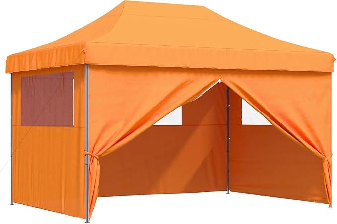Robustes Gartenzelt mit Stahlgestell in Orange, faltbares Pop-up Partyzelt für Veranstaltungen aus Oxford-Stoff und großes Popup-Zelt für Outdoor-Events