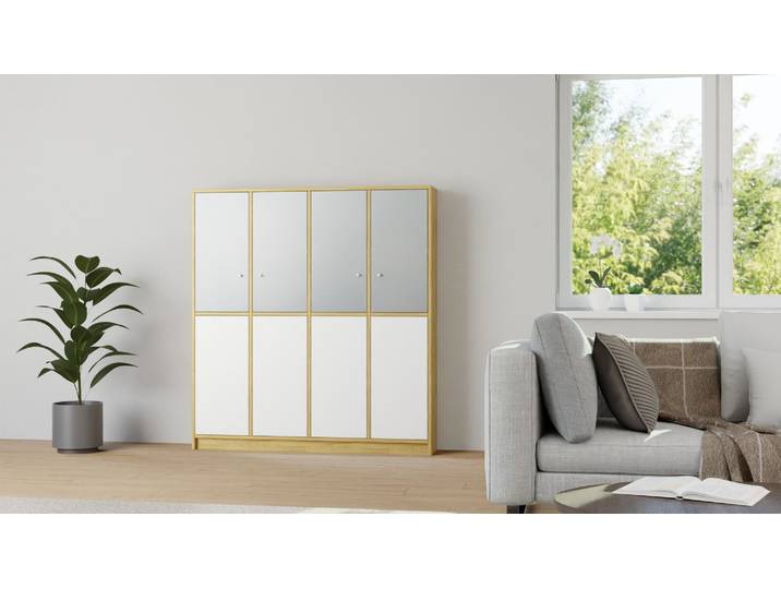 Esszimmerschrank mit Glastüren Eiche Natur geölt