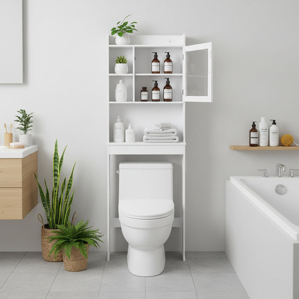 17 Stories Over The Toilet Storage Natural 174cm H X 59cm W X 18cm D