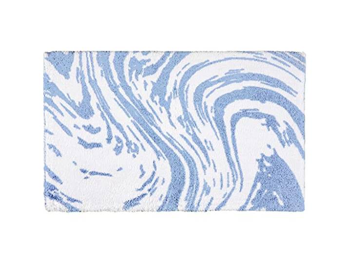 Egeria Marble Titanium Badematte 60x100 cm, Blau, Weiches Badmatte, Badteppich rutschfest Waschbar, saugfähiges, langlebiges Badezimmerteppich für Komfort und Stil
