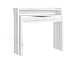 SKRAUT HOME Bürotisch, Arbeitstisch, 99x90x35cm, einziehbar, Gaming Tisch, Weiß gemasert _ 673_1