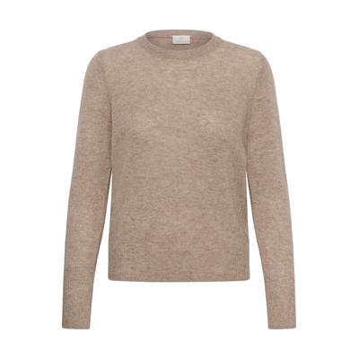 Strickpullover KAFFE "Damen Strickpullover KAcashie", Damen, Gr. M, beige (beige melange), Obermaterial: 90% Wolle mw. 10% Kaschmir WS., Pullover Strickpullover