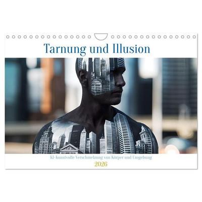 Tarnung und Illusion KI-Kunstvolle Verschmelzung von Körper und Umgebung (Wandkalender 2026 DIN A4 quer), CALVENDO Monatskalender