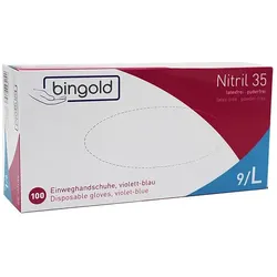 Nitrilhandschuhe Bingold Nitril 35 violettblau L virendicht, puderfrei, unsteril, latexfrei, 100 Stück/Box