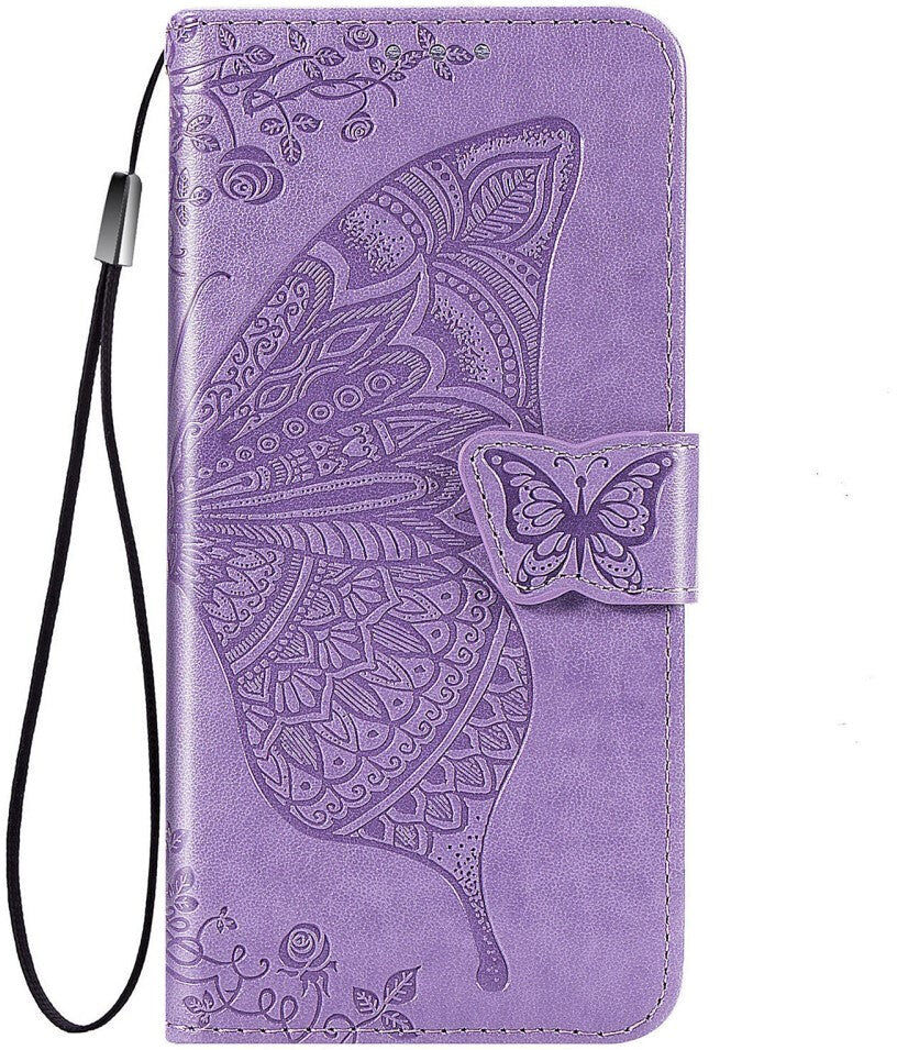 INCOVER Samsung Galaxy A52s (5G) / A52 (4G / 5G) Læder Flip Cover - Sommerfugle Imprint - Lavendel