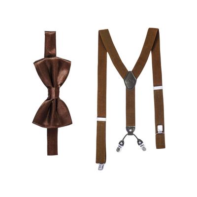 Hosenträger MASSI MORINO "Massi Morino Hosenträger-Set", Herren, Gr. 1, braun, Obermaterial: 100% Polyester PES., Hosenträger, mit Fliege