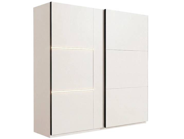 Beautysofa Schwebetürenschrank Travis mit 2 Türen und LED-Beleuchtung, 200 cm, Kaschmir, 200x215x65 cm, Schlafzimmer, Kleiderschränke, Schwebetürenschränke