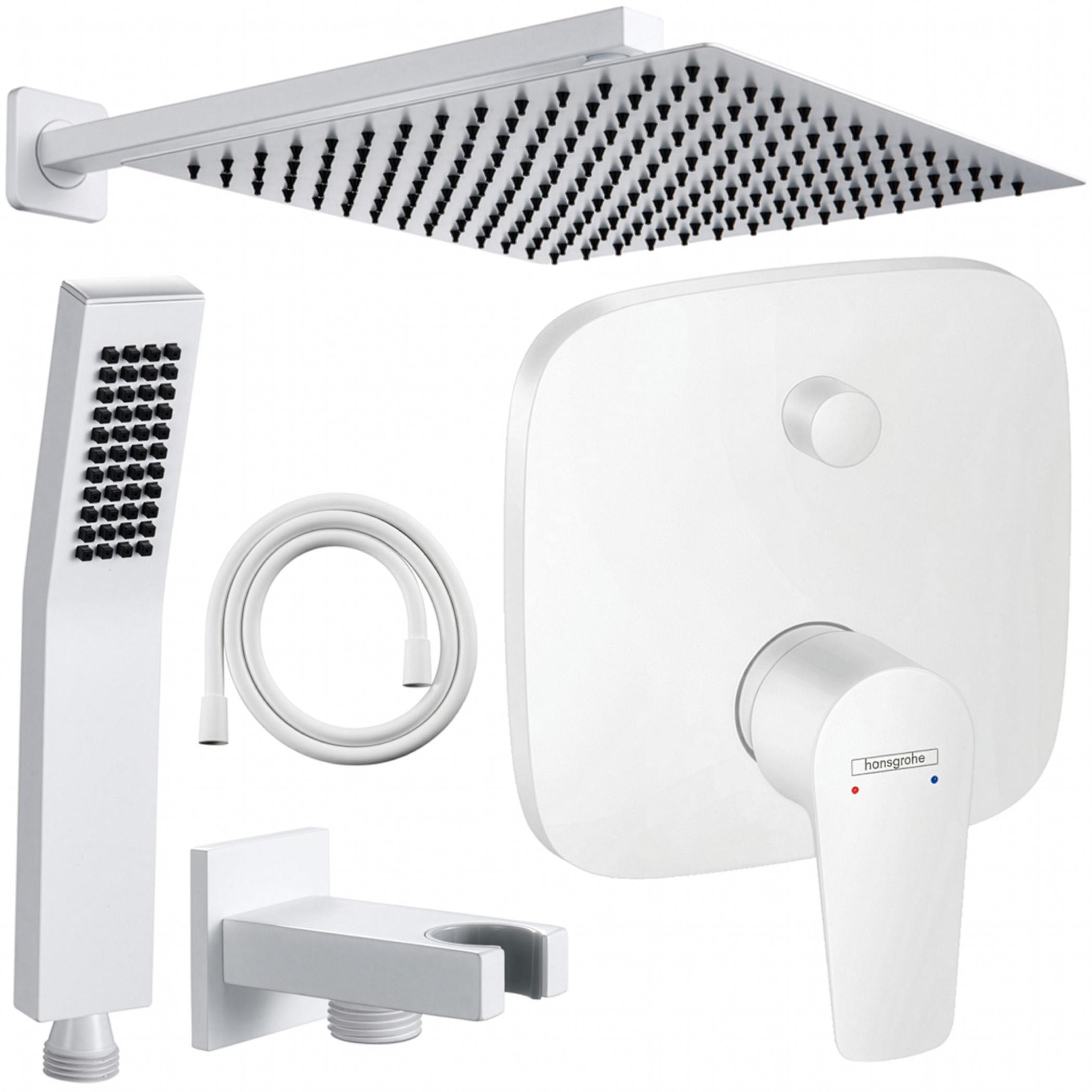 Hansgrohe und Jowi Unterputz Duschsystem Weiß, Talis E, Duscharmatur, Regendusche, Kopfbrause, OHNE iBox