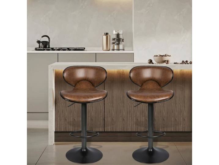 Lot de 2 tabourets de bar papillon de style industriel marron - JEOBEST
