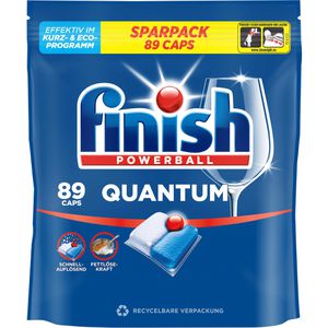 finish Spülmaschinentabs Quantum Powerball, All in 1, kraftvolle Reinigung, strahlender Glanz, Sparpack, 89 Tabs