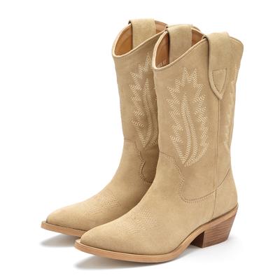 Chelseaboots LASCANA "Stiefel, Cowboy Stiefelette, Western, Ankleboots", Damen, Gr. 37, Lederimitat, beige, Obermaterial: 100% Rindsleder. Decksohle: 100% Lederimitat. Futter: 100% Lederimitat. Laufsohle: 100% Synthetik, unifarben, Schuhe...