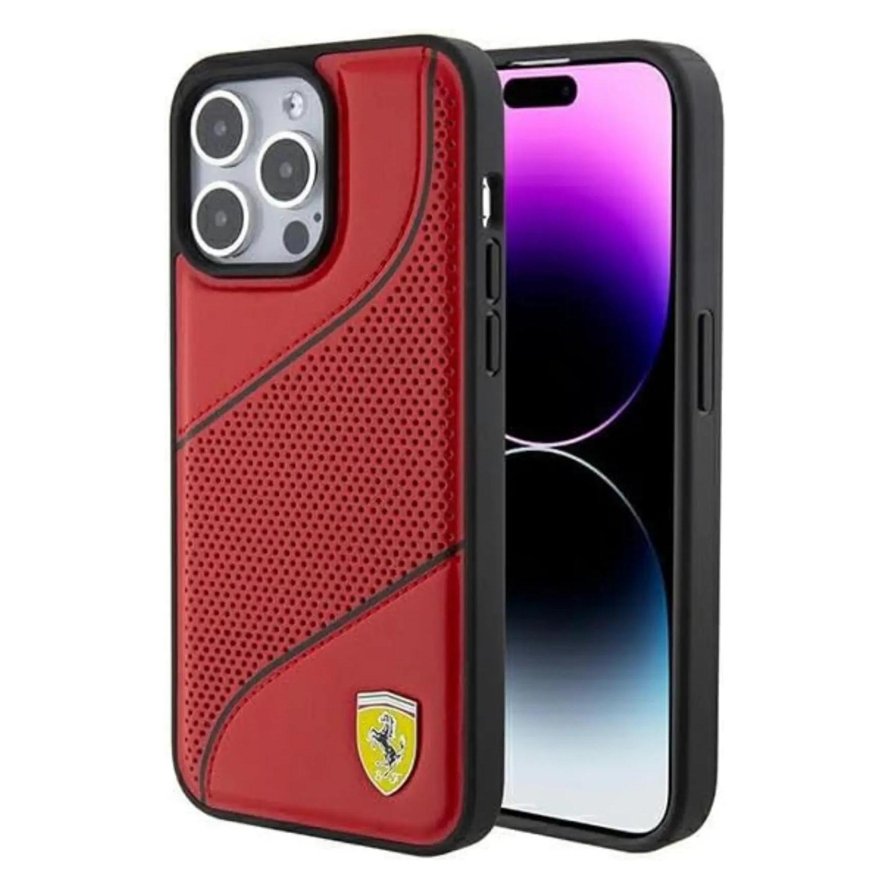 Ferrari FEHCP15LPWAR iPhone 15 Pro 6.1" czerwony/red hardcase Perforated Waves Metal Logo (Apple iPhone 15 Pro) (1467191292)