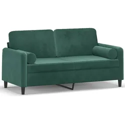 vidaXL 2-Sitzer-Sofa mit Zierkissen Dunkelgrün 140 cm Samt