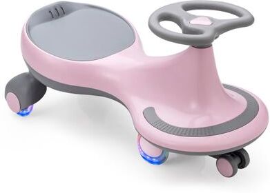 Costway Wiggle Car Ride-on Toy with Flashing Wheels-Pink