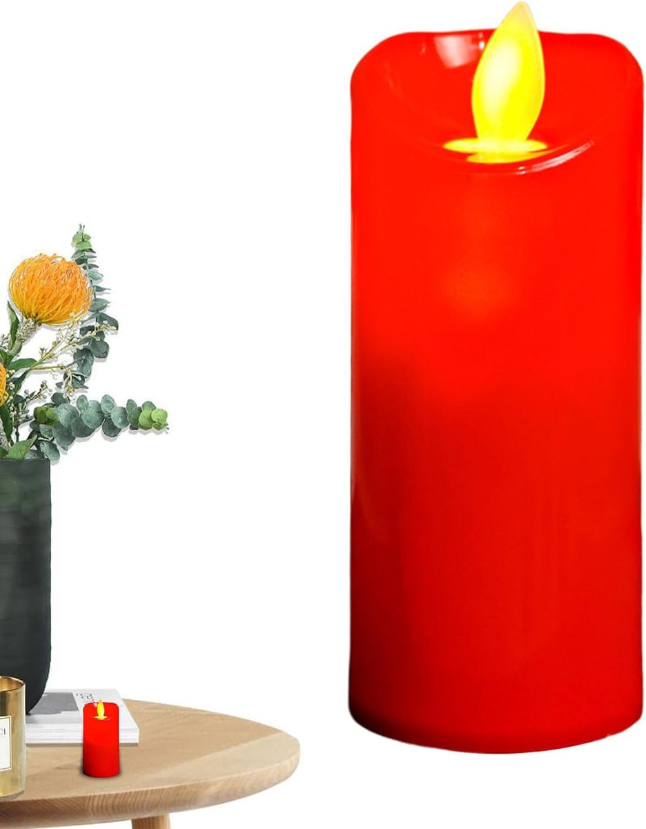 Rode vlamloze decoratieve kaarsen met realistische vlambeweging