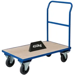 PROREGAL Profi Plattformwagen | HxBxT 102x60x98cm | Traglast 450kg | Lichtblau | Transportwagen Handwagen Materialwagen
