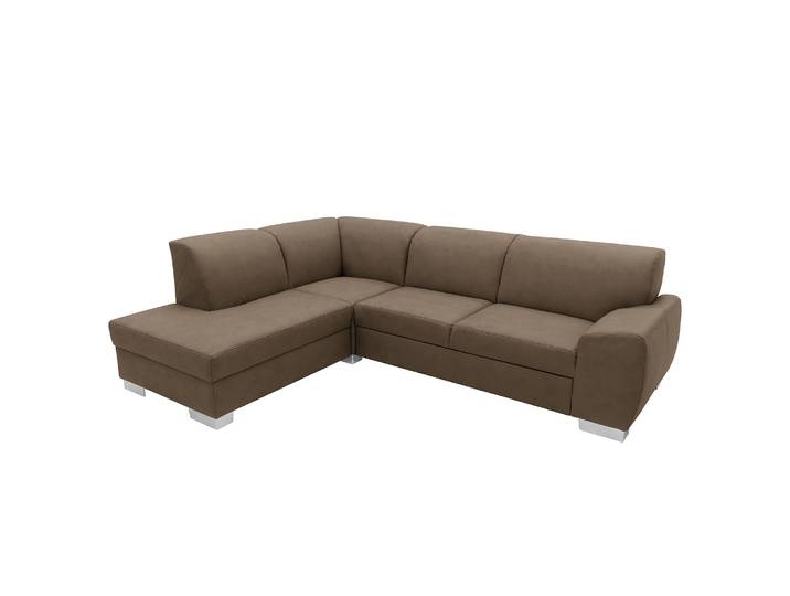 Ecksofa Braun Kunstleder Jami 260 x 81 x 195cm Ottomane davorstehend links ohne Schlaffunktion Modern