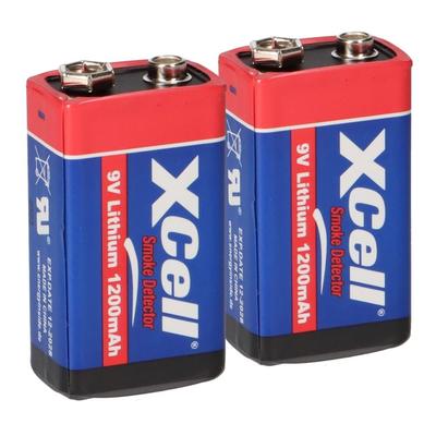 2x XCell Lithium 9V Block Batterie 1200mAh für Rauchmelder - passend für Rauchmelder & Sicherheitstechnik