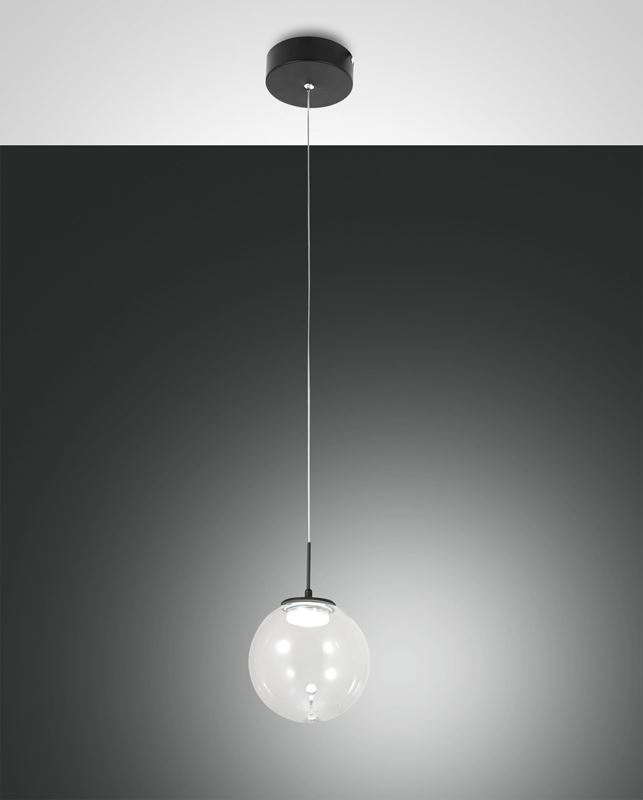 Fabas Luce LED-Pendelleuchte Ariel Schwarz transparent Tropfen 3770-40-372 8019282546429