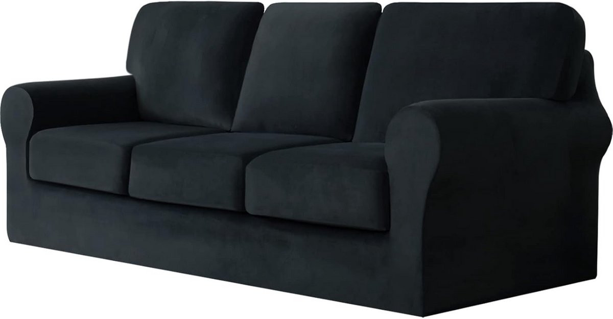 7-delige Stretch Fluwelen Bankhoes Set voor 3-Zits Sofa