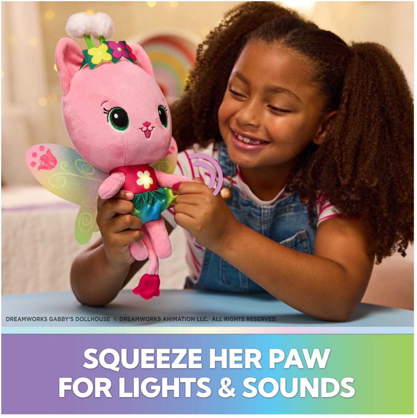Gabby's Dollhouse Rainbow Light-Up Kitty Fairy Plush Toy - Pink - 31cm - Spin Master