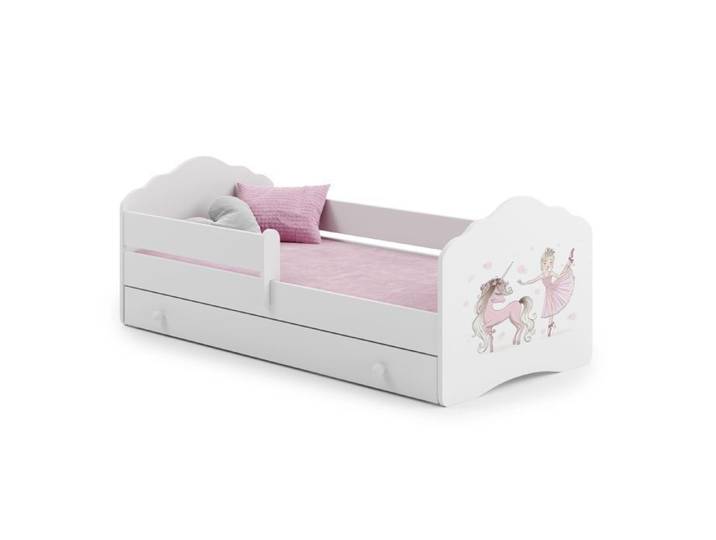 Lit enfant FALA 80x160 cm + sommier + matelas + tiroir + barrière de protection