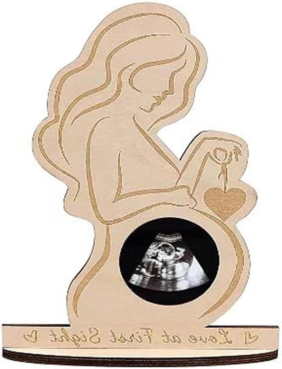 Echografie Fotolijst Type 1 - Houten Fotohouder voor Zwangerschap Herinneringen - 20 x 12 cm