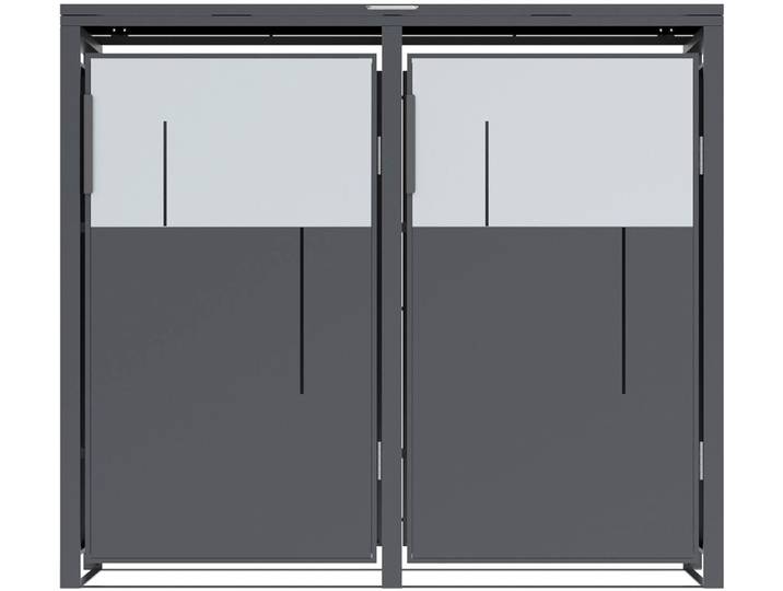 Mülltonnenbox WESTMANN Tonus 2 , grau (anthrazit), B:132cm H:116cm T:80cm, Stahl, Aufbewahrungsboxen, Mülltonnenbox, BxTxH: 132x80x113 cm, für 2x240 L Mülltonnen