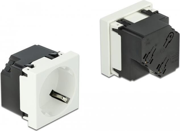 Delock Netwerkkabelconnector Easy 45 met een hoek van 45 graden, 3 modules, 3P+N+PE, Wit, 10 stuks