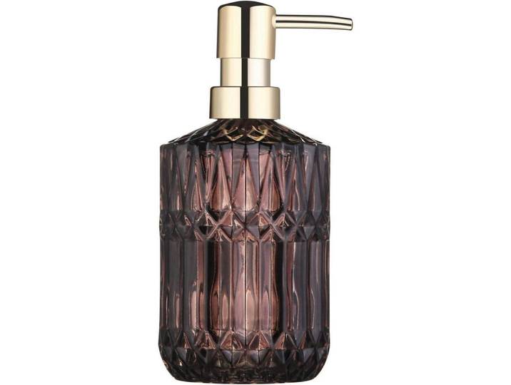 Seifenspender Glas Dunkelgrau, Braun, 8.1x18.5x8.1 cm, Badaccessoires, Seifenspender