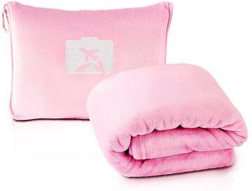 Shop Station Travel Blanket & Airplane Blanket Foldable Soft Flannel Portable Throw With Storage Pouch pink