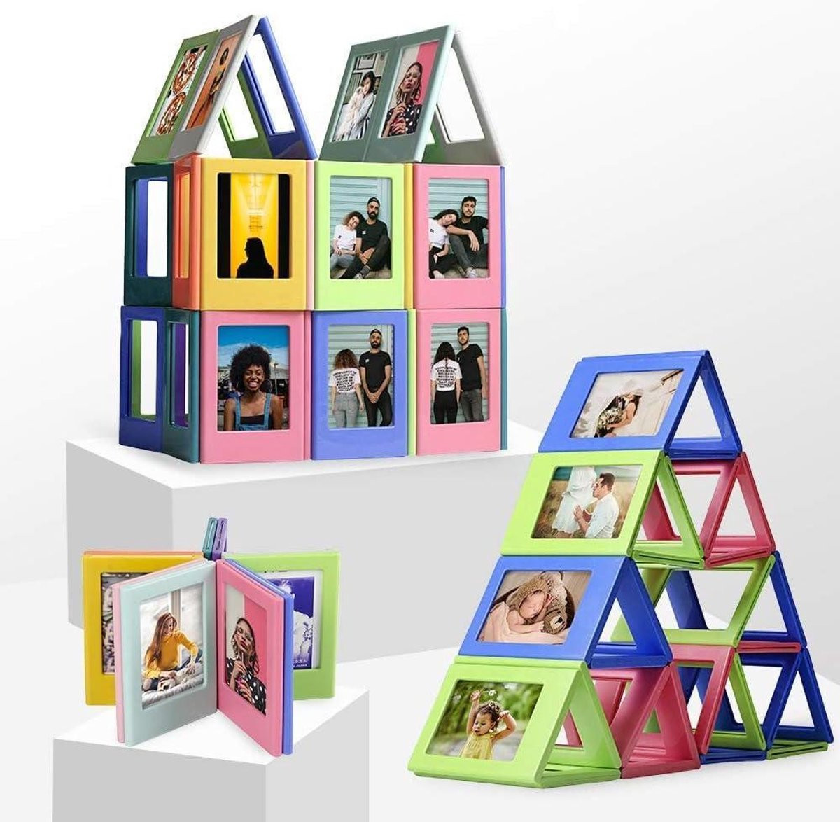 Set van 10 multicolor magnetische mini fotolijstjes voor volwassenen
