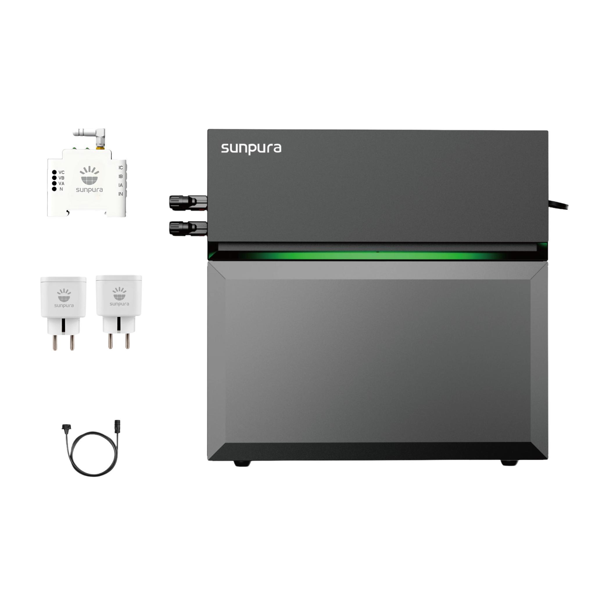 Sunpura S2400 All-in-One 2,4 kWh Speicher für Balkonkraftwerk mit 1x Smarter Zähler & 2x Smart Plug, bis 9,6 kWh erweiterbar (0% MwSt)