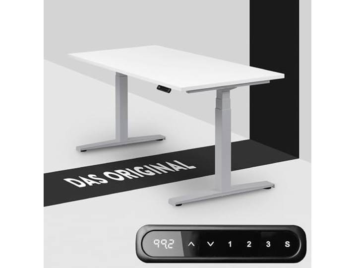 boho office® Basic Line Schreibitsch elektisch höhenverstellbar Basic Line - Tischgestell Silber, Tischplatte 180x80 Weiß - ultraschnelle 80 mm/Sek, Memoryfunktion, Kollisionsschutz