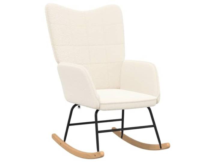 Heofavd Schaukelstuhl Creme aus Sherpa Stoff Moderner Relaxstuhl