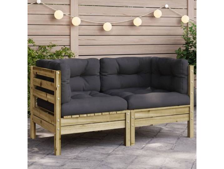 Canapé d angle de jardin avec coussins bois de pin imprégné