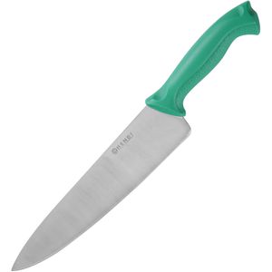 Hendi Kochmesser HACCP 842713, mit Kunststoffgriff grün, Edelstahl, Klingenlänge 24 cm