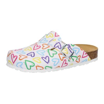 Clog LICO "Clog Bioline Clog Print", Damen, Gr. 37, weiß, Synthetik, Schuhe Clog