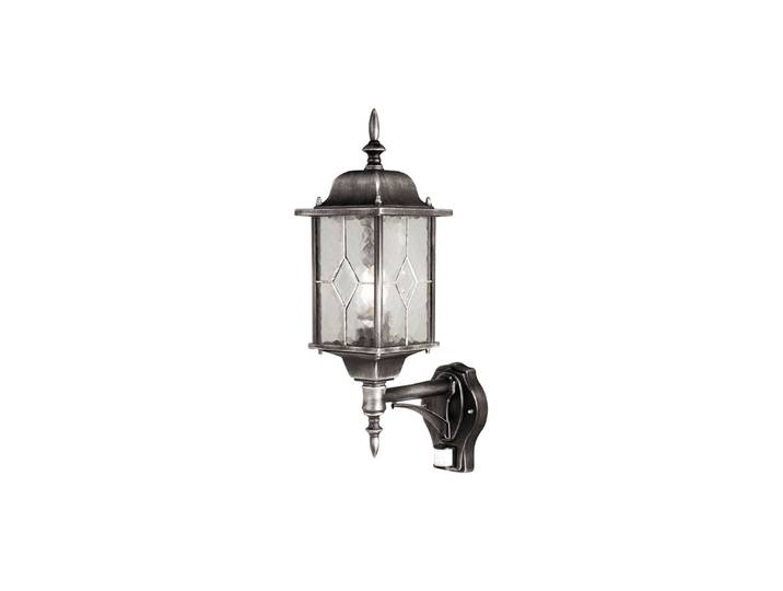 Wandlamp buiten met bewegingssensor Wexford, zwart, metaal, Antiek