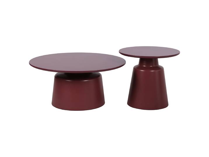 Couchtisch PAGAY 2er-Set Ø 80cm Rot/Burgunderrot