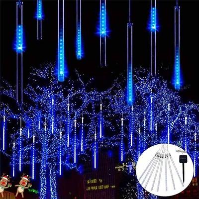 1stk Solar Meteorregen Licht 30cm 8 Röhren 192 LEDs Traufe Baumlichter für Baum Garten Dekoration