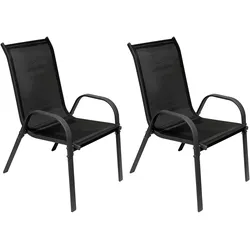 Mojawo Garten Stapelstuhl Farbe Anthrazit - Schwarz Metall - Textil