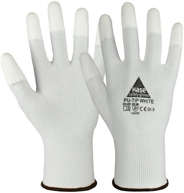 Hase PU-Tip-White Gants de montage en polyester Taille 7 (509515-7)